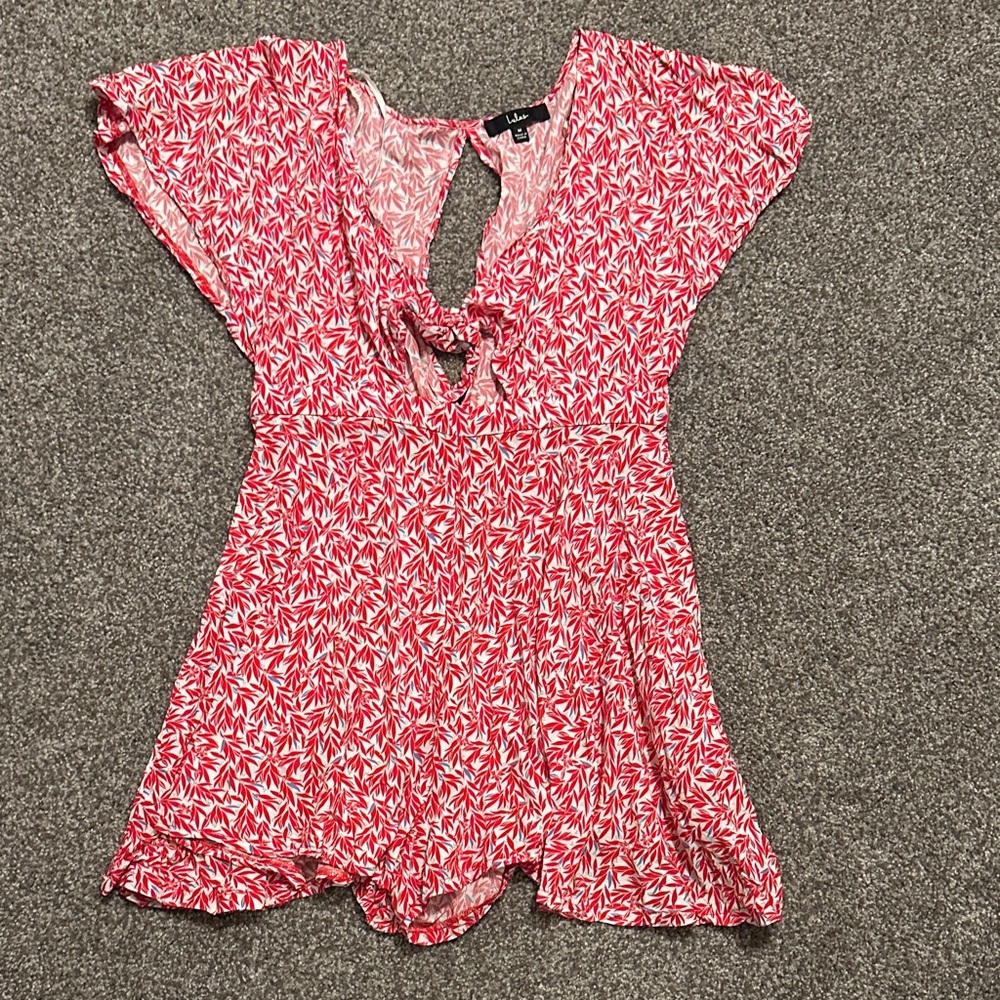 Lulu's Red and White Patterned Women’s M Romper